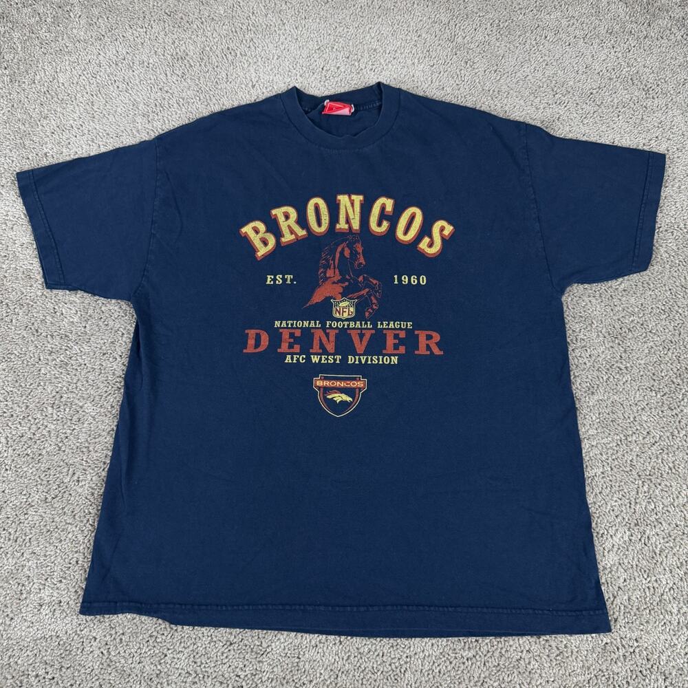 Denver Broncos Shirt Mens Large Blue Orange AFC West Division NFL Football
